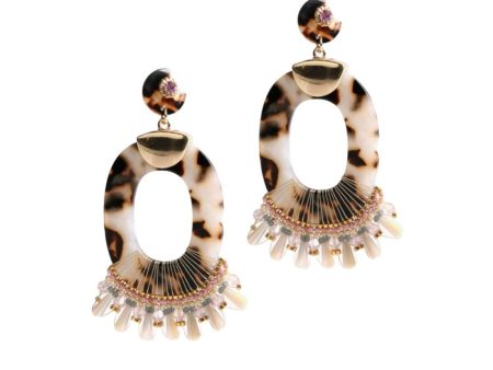 Ladies Earrings Lola Casademunt Rings Brown Cream Fringe (5 x 8,4 cm) For Cheap