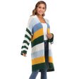 WOMEN S Winter Coat Warm Cross Border Casual Long Joint Contrast Color Striped Oversize Knitted Sweater Cardigan Patched Outwear on Sale